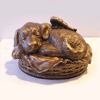 Angel Dog Urn - Bronze