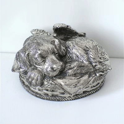 Angel Dog Urn - Silver