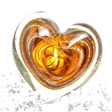 Hand Blown Glass Memorial Heart with Cremains