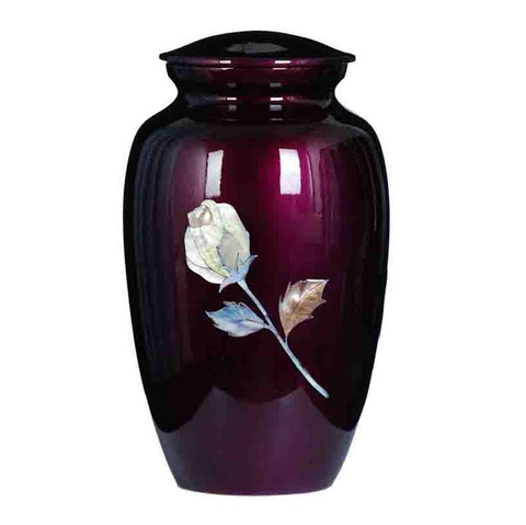 Mother of Pearl Rose Cremation Urn