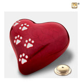 Red Pearlescent Paw Print Heart - Large
