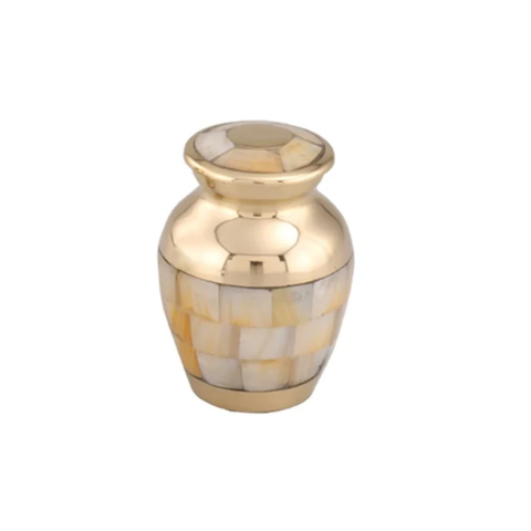 Elite Mother of Pearl Brass Miniature Keepsake Cremation Urn