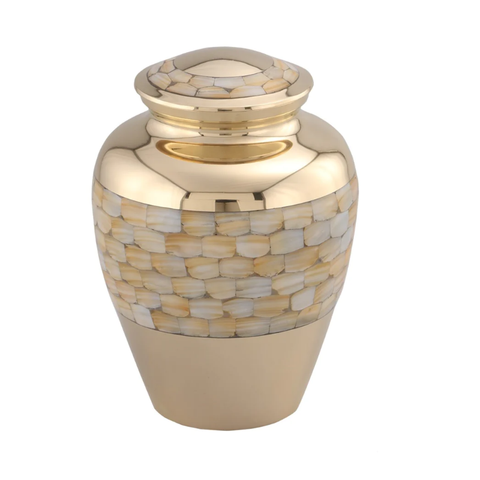 Elite Mother of Pearl Brass Cremation Urn
