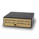 6 inch Black Marble Urn Base with Gold Engravable Plaque