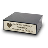 6 inch Black Marble Urn Base with Silver Engravable Plaque