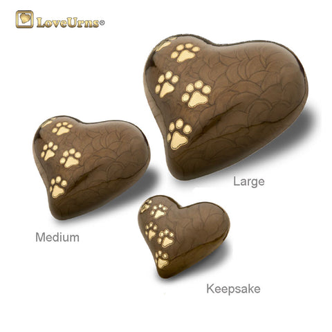 Bronze Pearlescent Paw Print Heart - Keepsake
