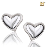 Leaning Heart™ Two-Tone Rhodium Plated Silver Stud Earrings