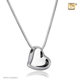 Leaning Heart™ Two-Tone Rhodium Plated Silver Cremation Pendant
