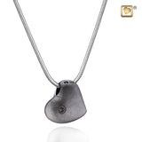 Leaning Heart™ Two-Tone Black Ruthenium Plated Cremation Pendant