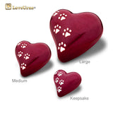 Red Pearlescent Paw Print Heart - Large