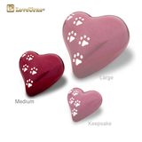 Red Pearlescent Paw Print Heart - Medium