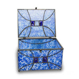 Sapphire Stained Glass Box Urn Memory Chest (Adult Size)