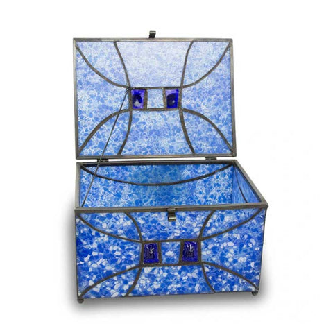 Sapphire Stained Glass Box Urn Memory Chest (Adult Size)