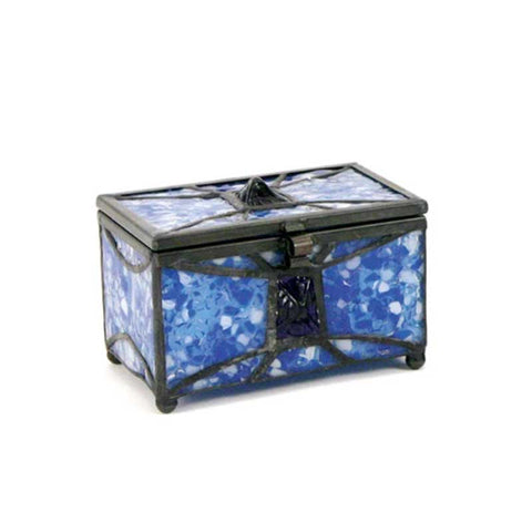 Sapphire Stained Glass Box Urn Memory Chest (Keepsake Size)