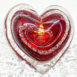Hand Blown Glass Memorial Heart with Cremains