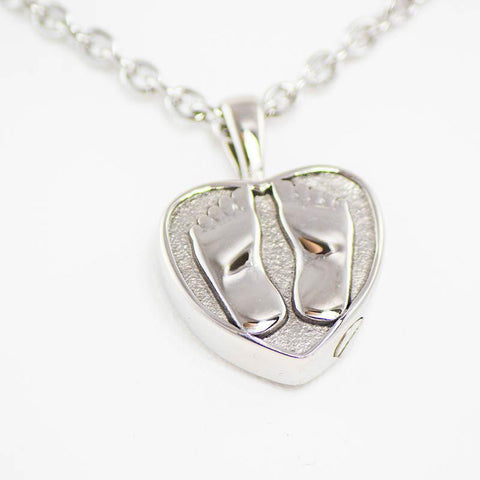 Baby Feet Cremation Pendant Necklace – Stainless Steel