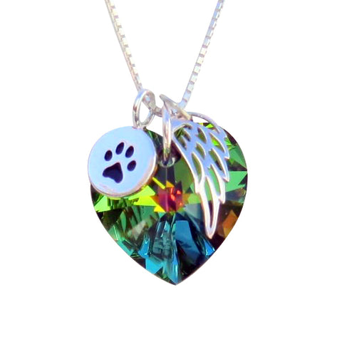 Pet Memorial Necklace - Circle Paw Charm